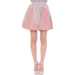 Pink Gray Mini Short Pleated Skirt