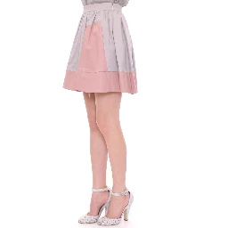 Pink Gray Mini Short Pleated Skirt