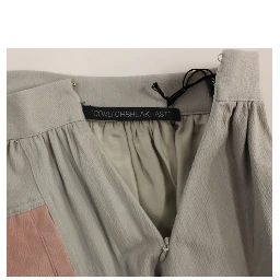 Pink Gray Mini Short Pleated Skirt