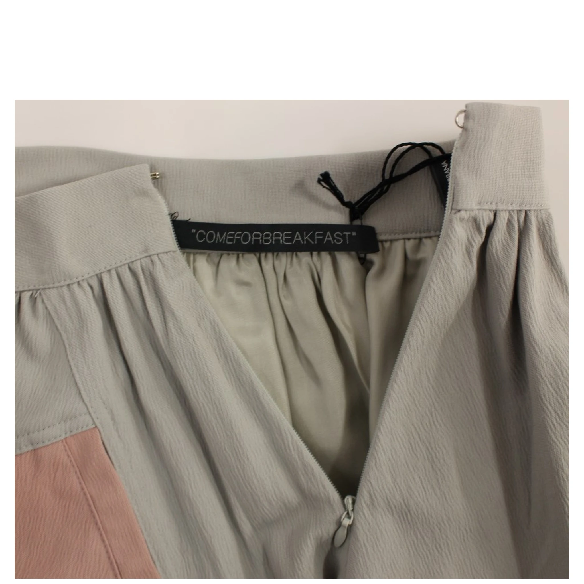 Pink Gray Mini Short Pleated Skirt