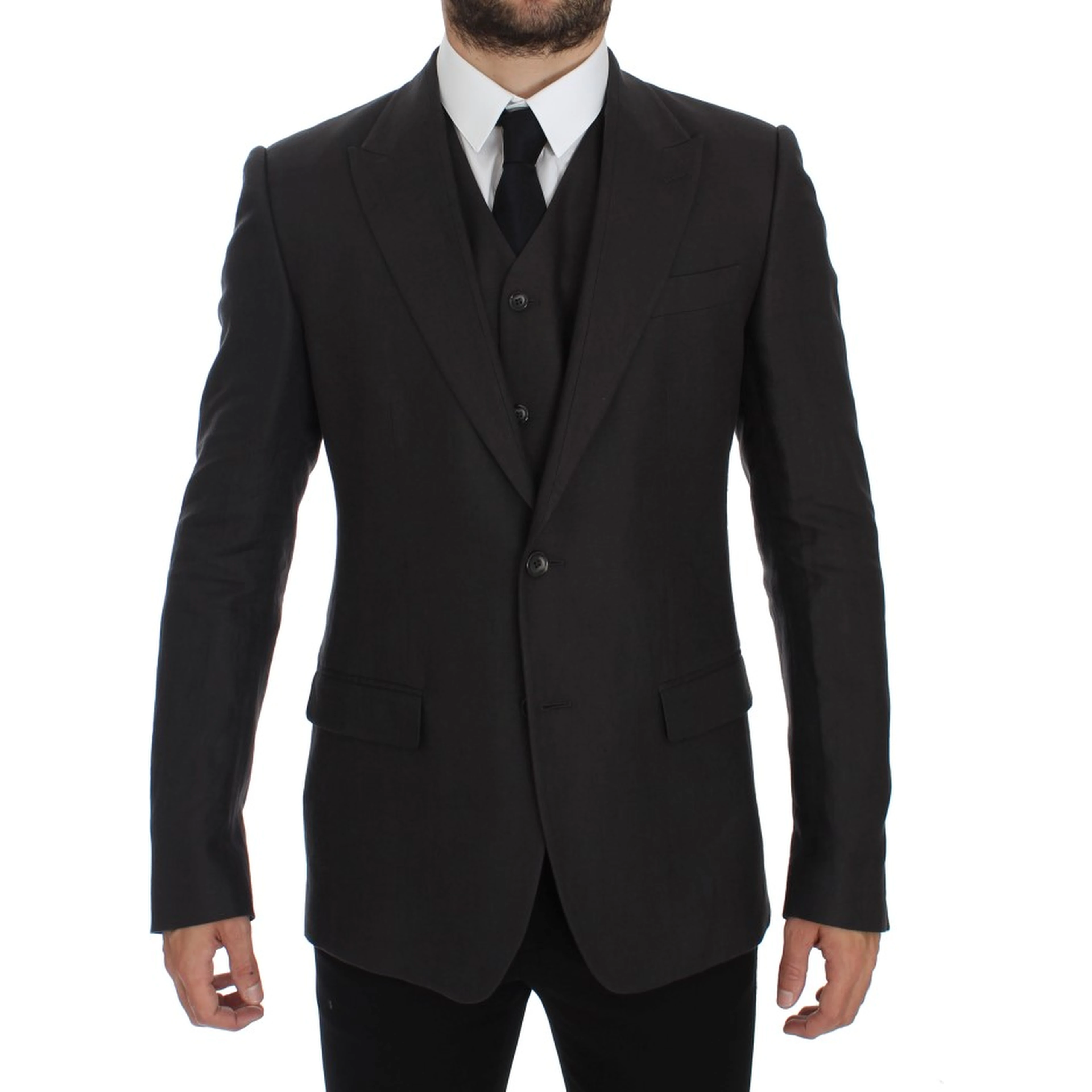 Gray Slim Fit Linen Blazer Jacket