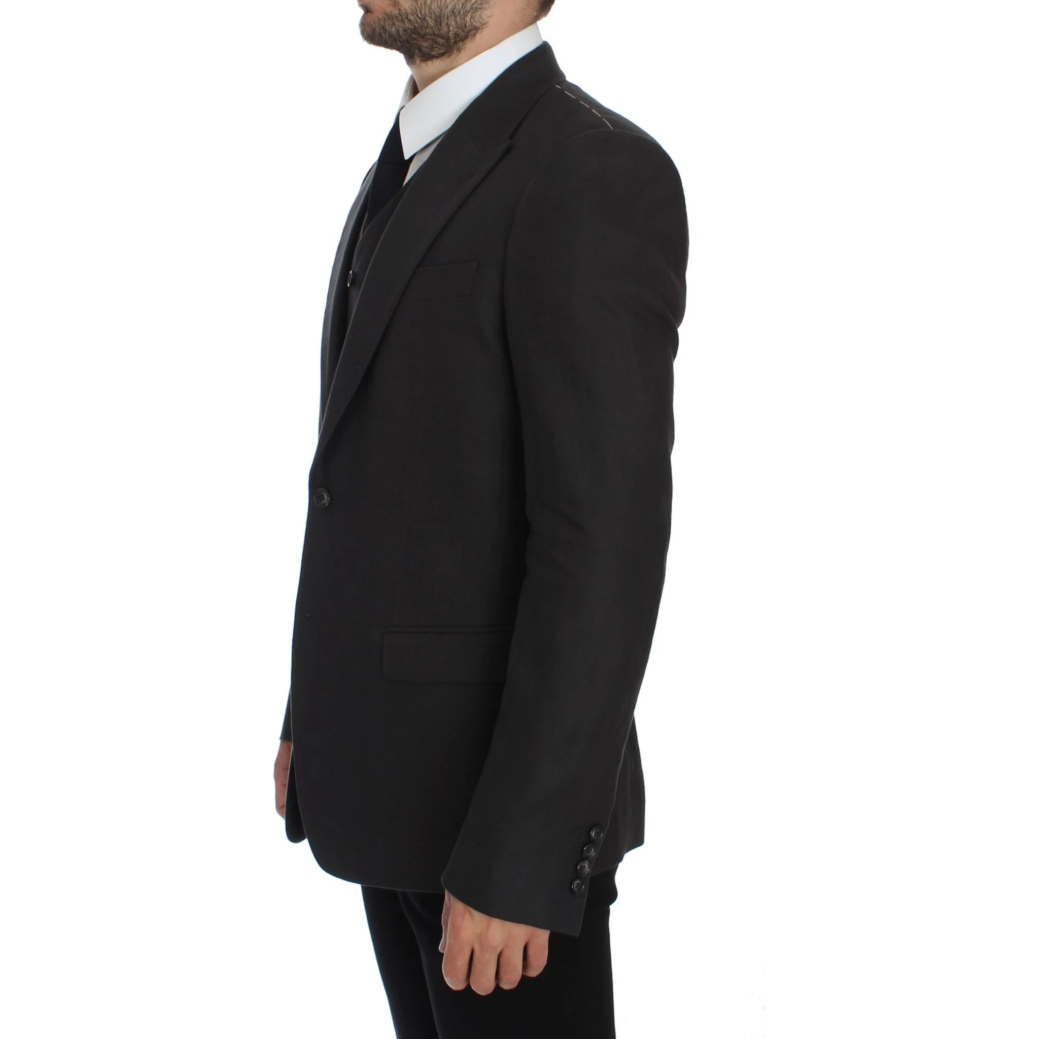 Gray Slim Fit Linen Blazer Jacket