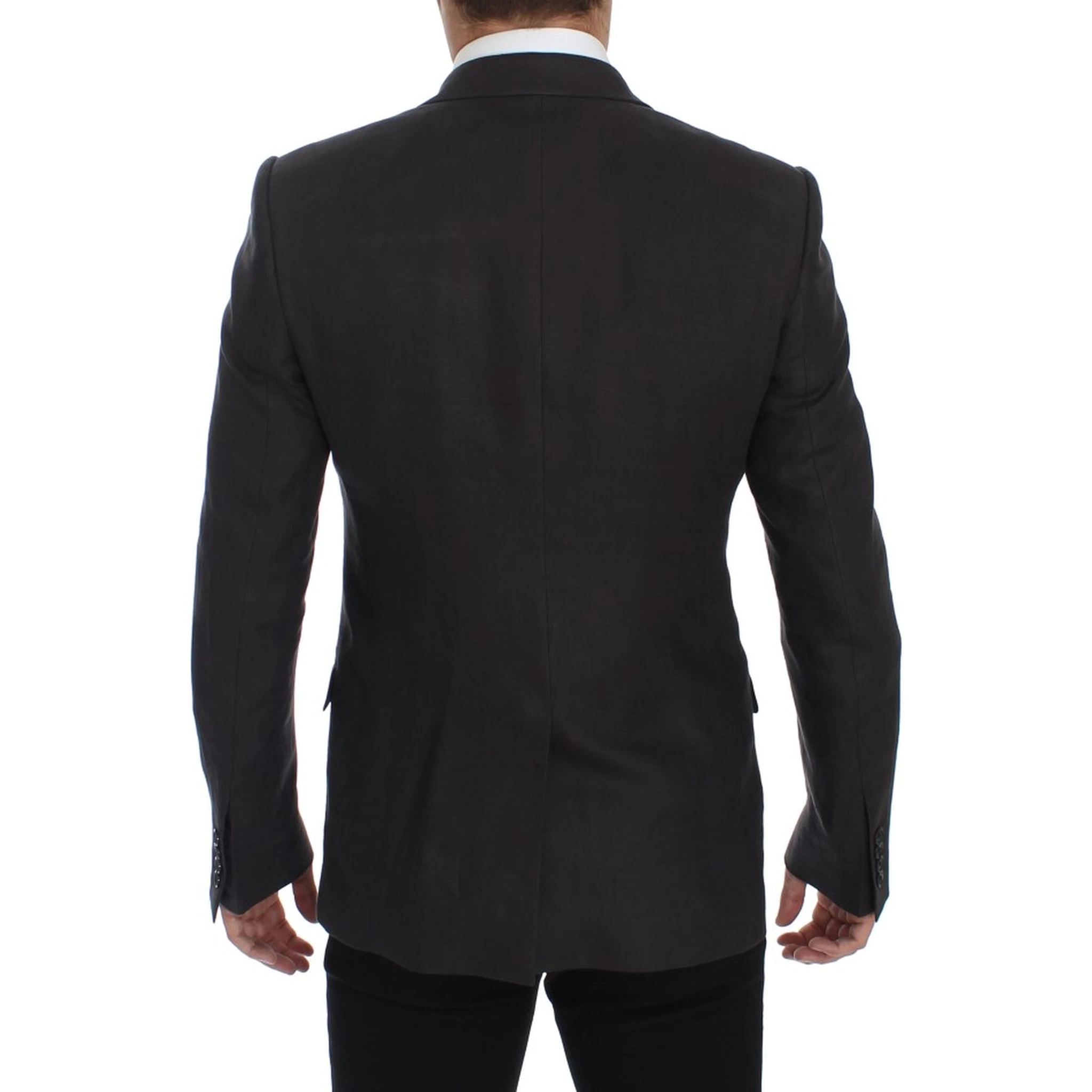 Gray Slim Fit Linen Blazer Jacket