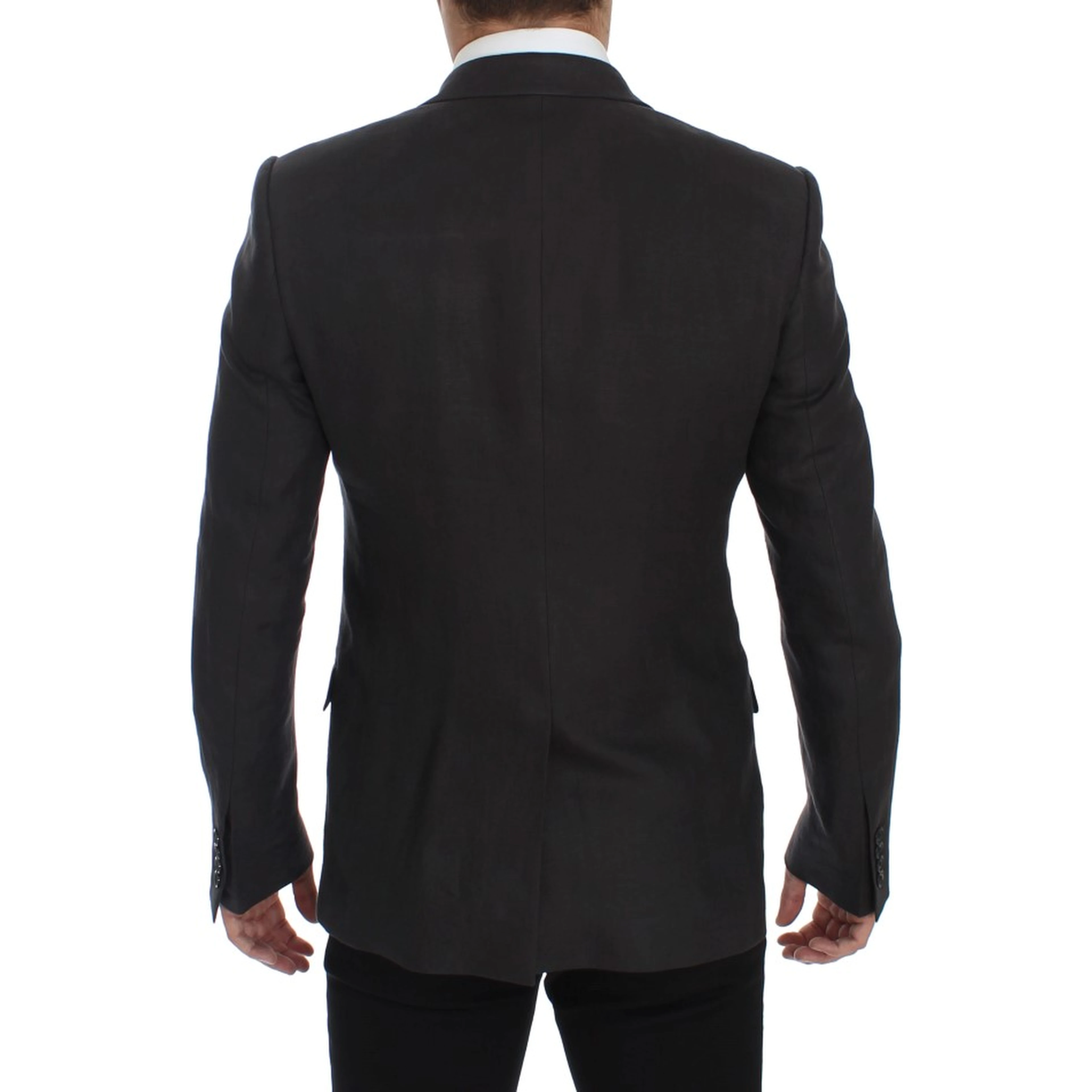 Gray Slim Fit Linen Blazer Jacket