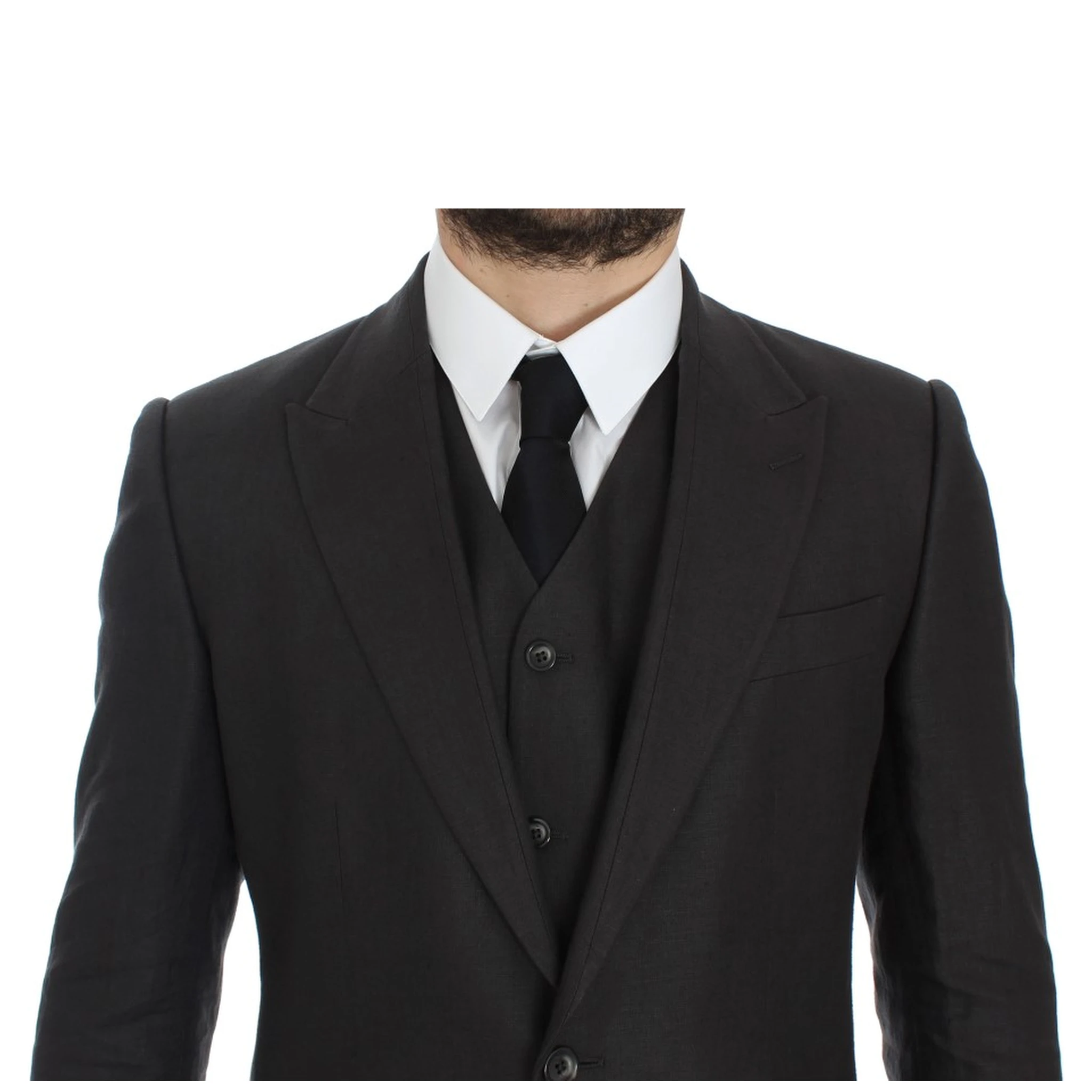 Gray Slim Fit Linen Blazer Jacket