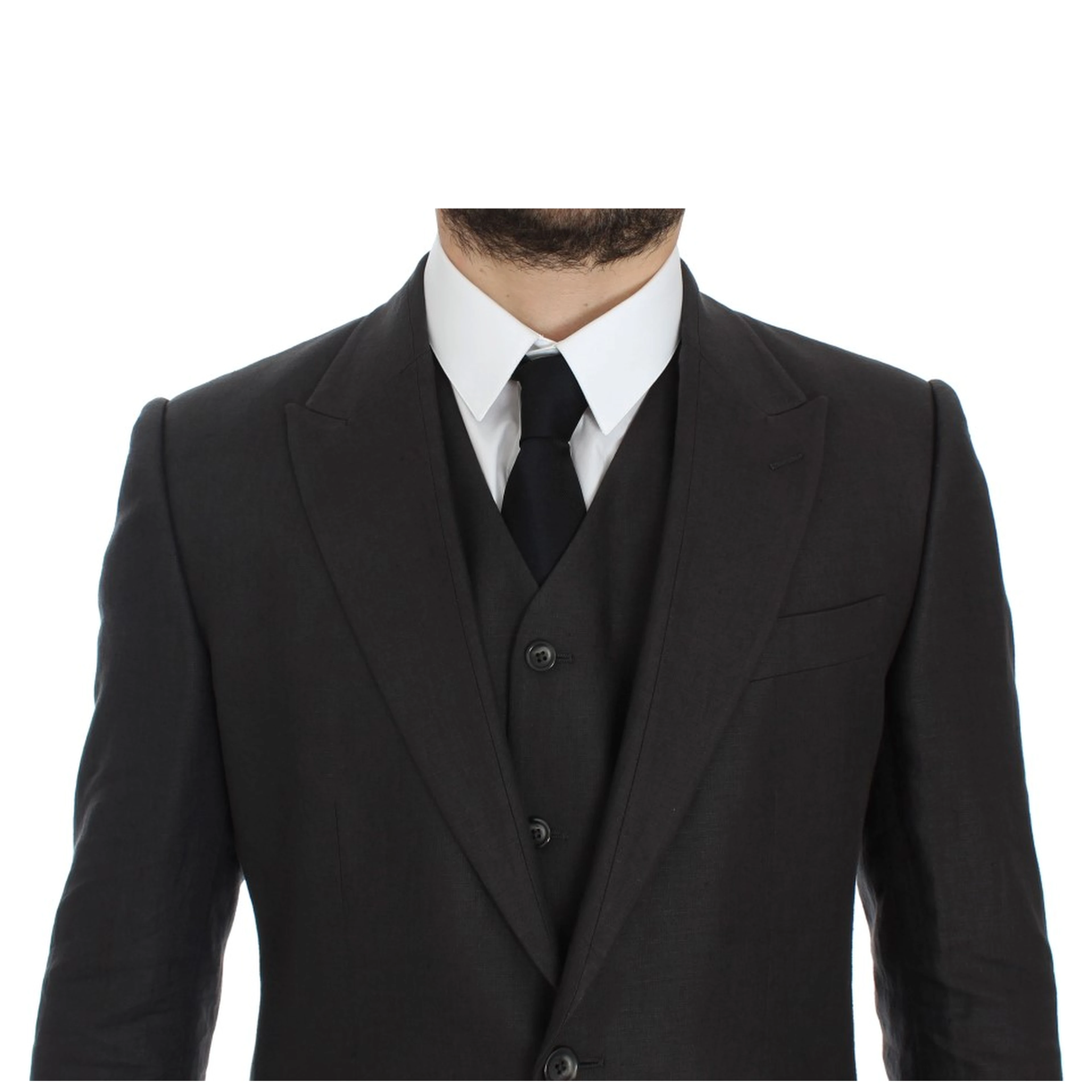 Gray Slim Fit Linen Blazer Jacket