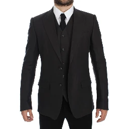 Gray Slim Fit Linen Blazer Jacket