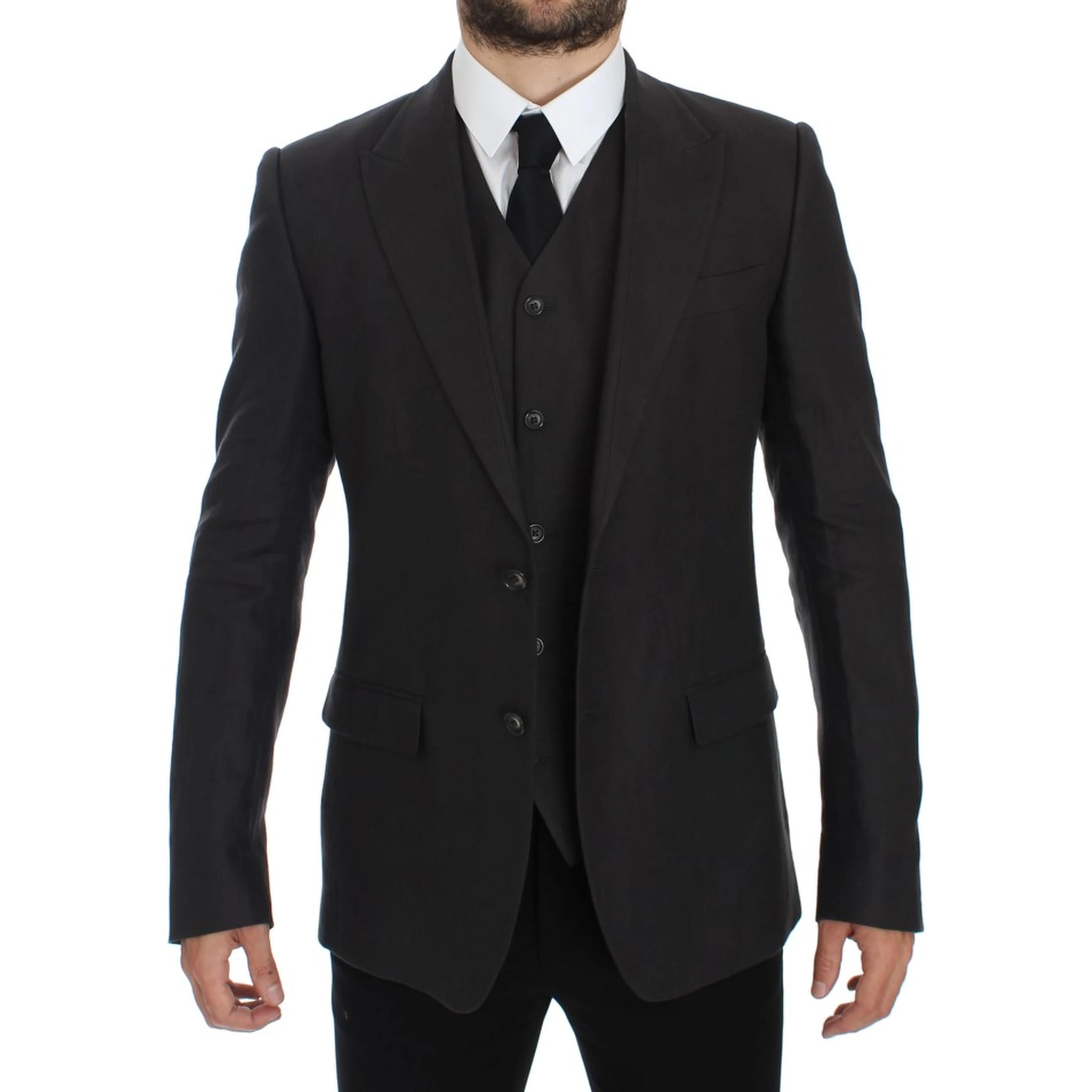 Gray Slim Fit Linen Blazer Jacket