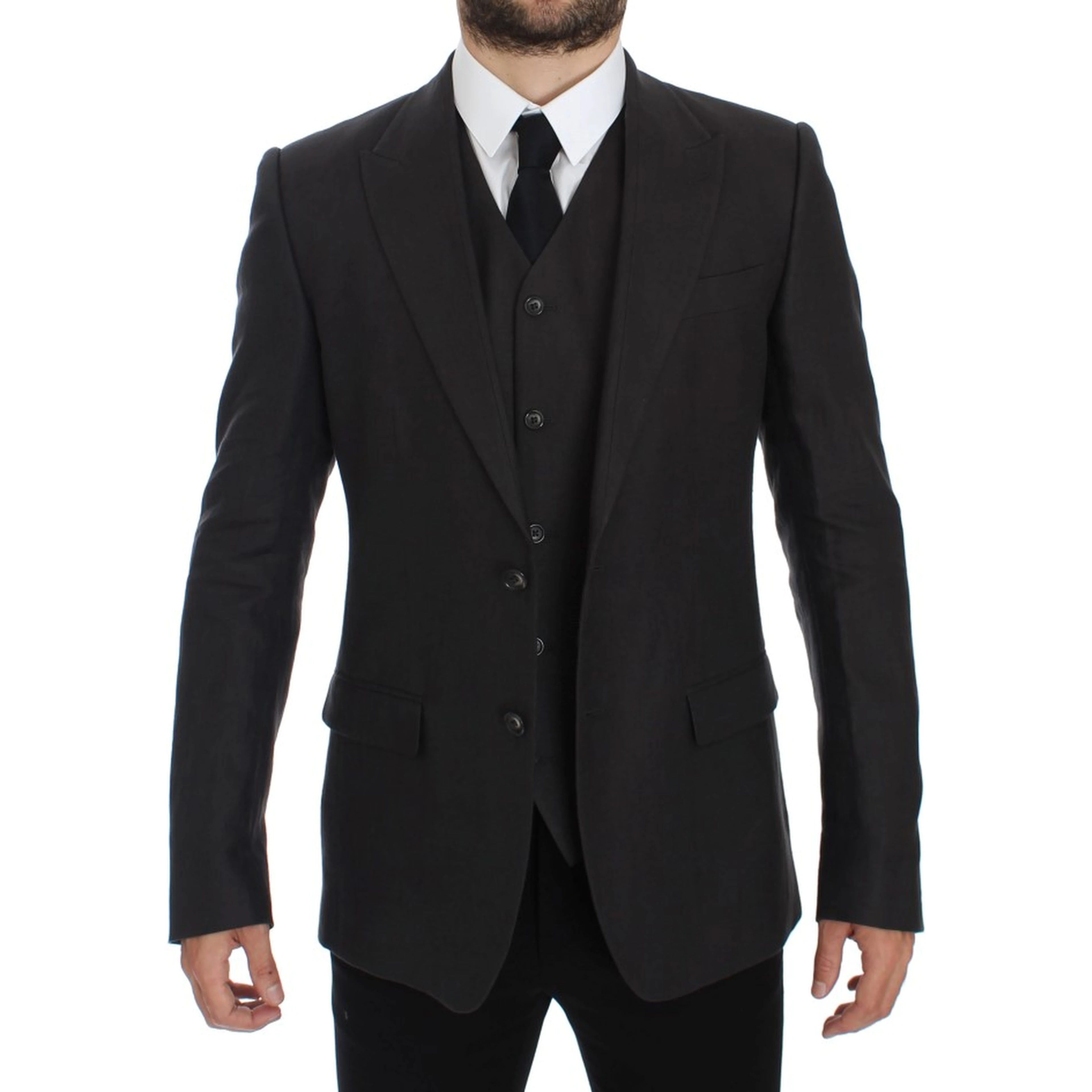 Gray Slim Fit Linen Blazer Jacket
