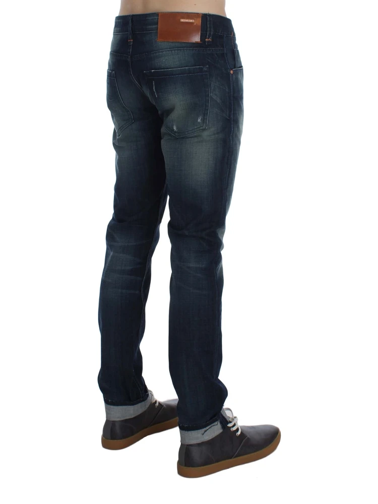 Blue Wash Cotton Denim Slim Fit Jeans