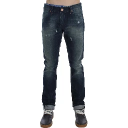 Blue Wash Cotton Denim Slim Fit Jeans