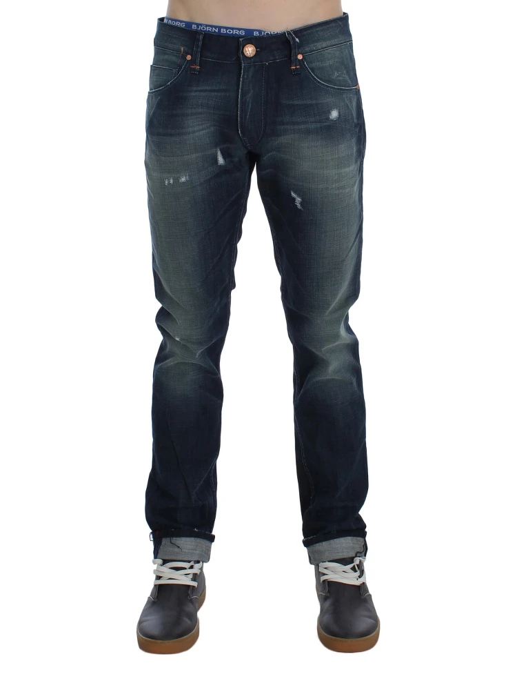 Blue Wash Cotton Denim Slim Fit Jeans alternative
