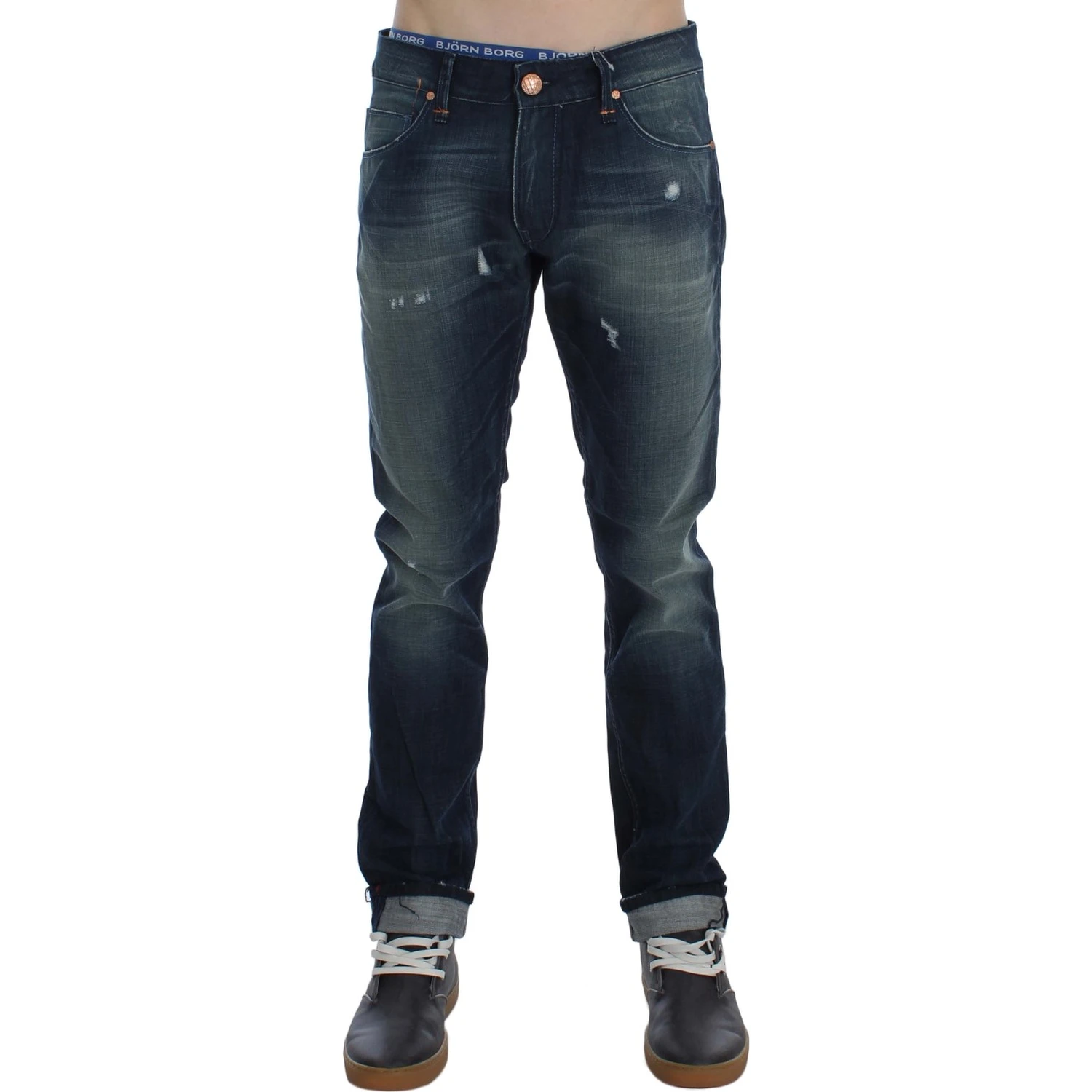Blue Wash Cotton Denim Slim Fit Jeans