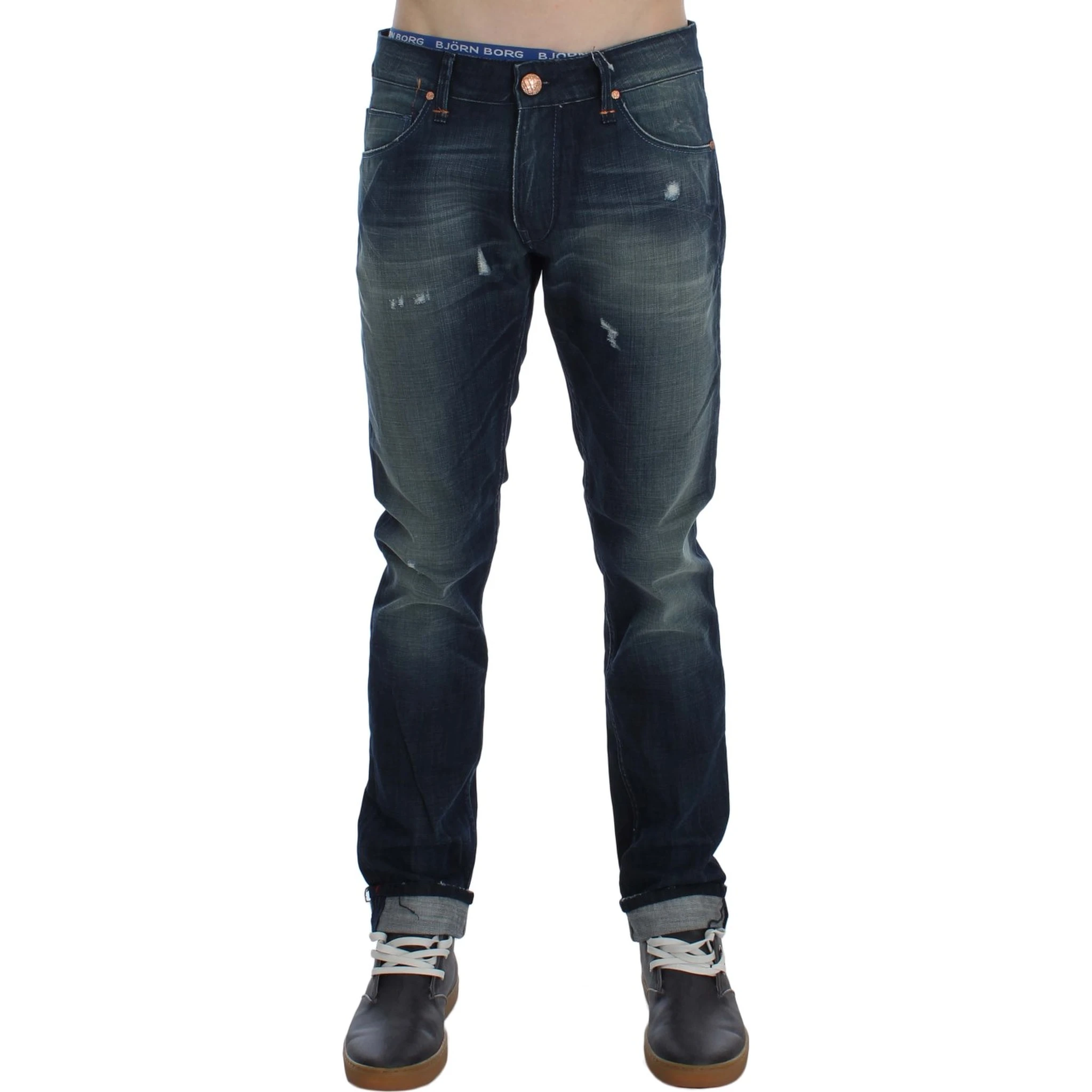 Blue Wash Cotton Denim Slim Fit Jeans
