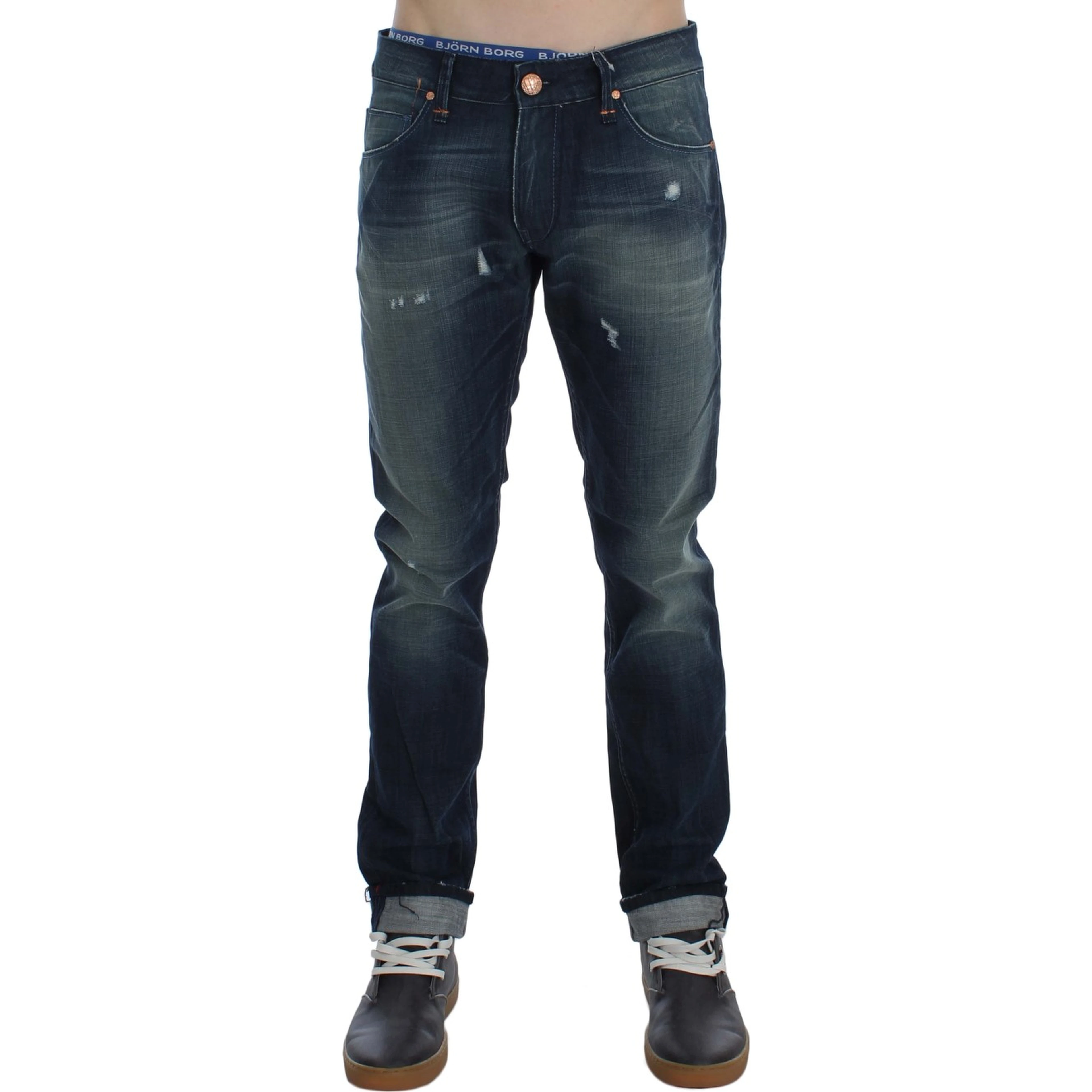 Blue Wash Cotton Denim Slim Fit Jeans