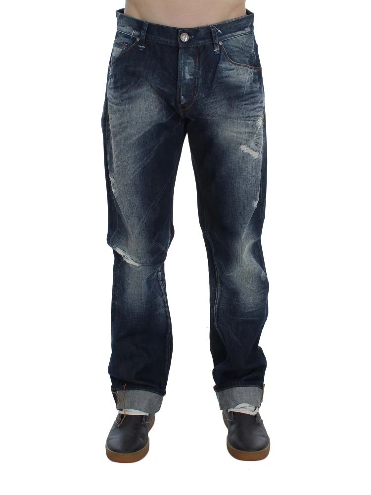 Blue Wash Cotton Denim Regular Fit Jeans