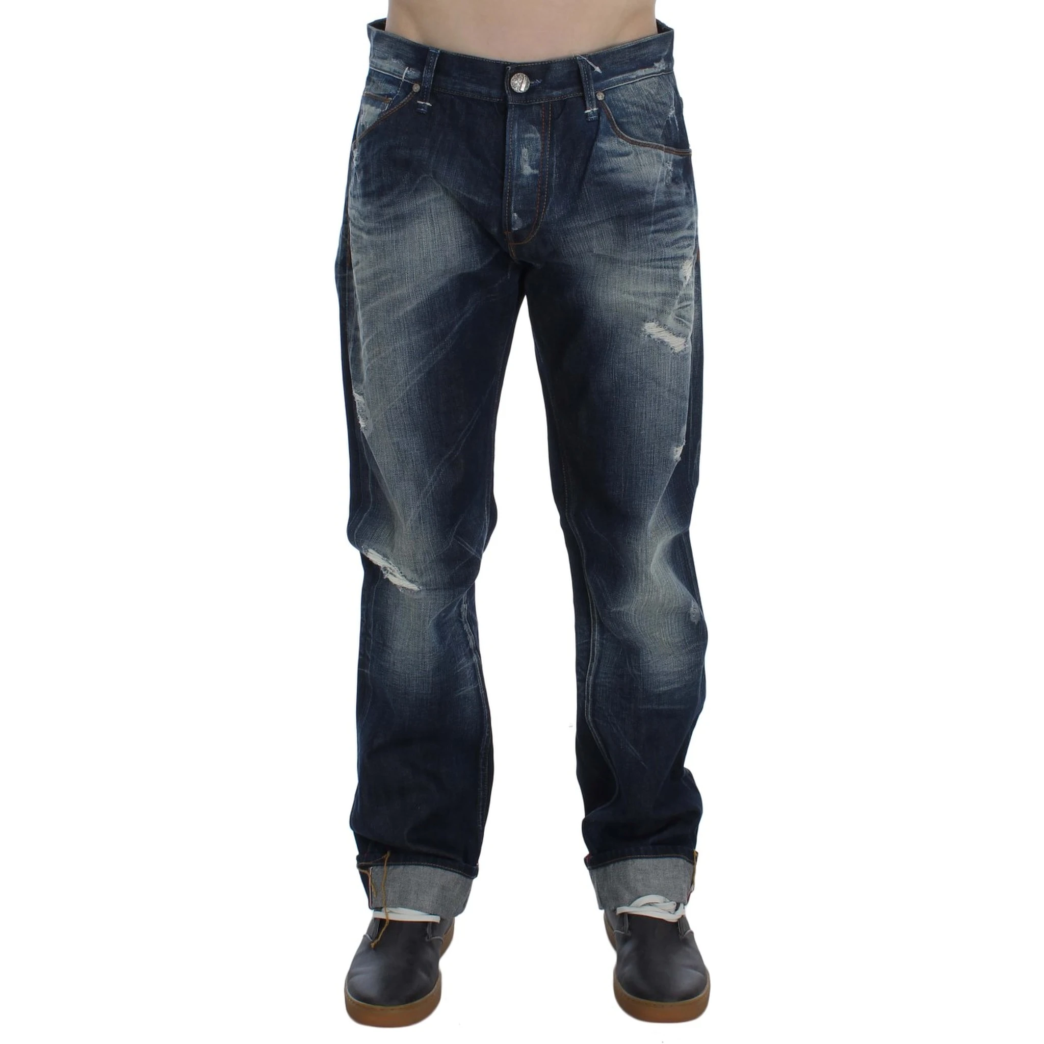 Blue Wash Cotton Denim Regular Fit Jeans