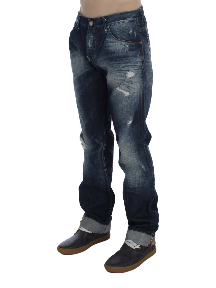 Blue Wash Cotton Denim Regular Fit Jeans