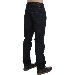 Blue Wash Cotton Denim Straight Fit Jeans