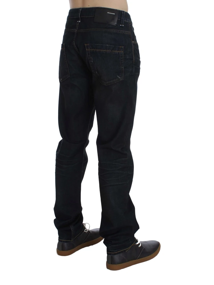 Blue Wash Cotton Denim Straight Fit Jeans