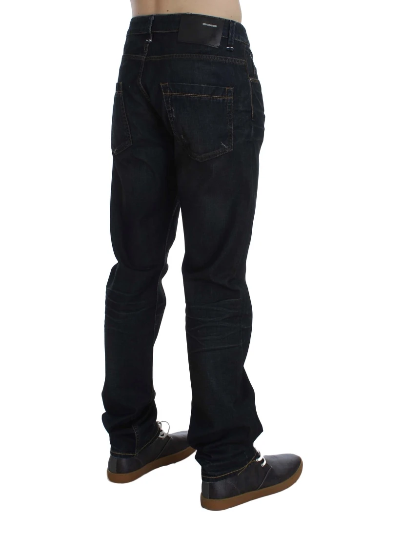 Blue Wash Cotton Denim Straight Fit Jeans