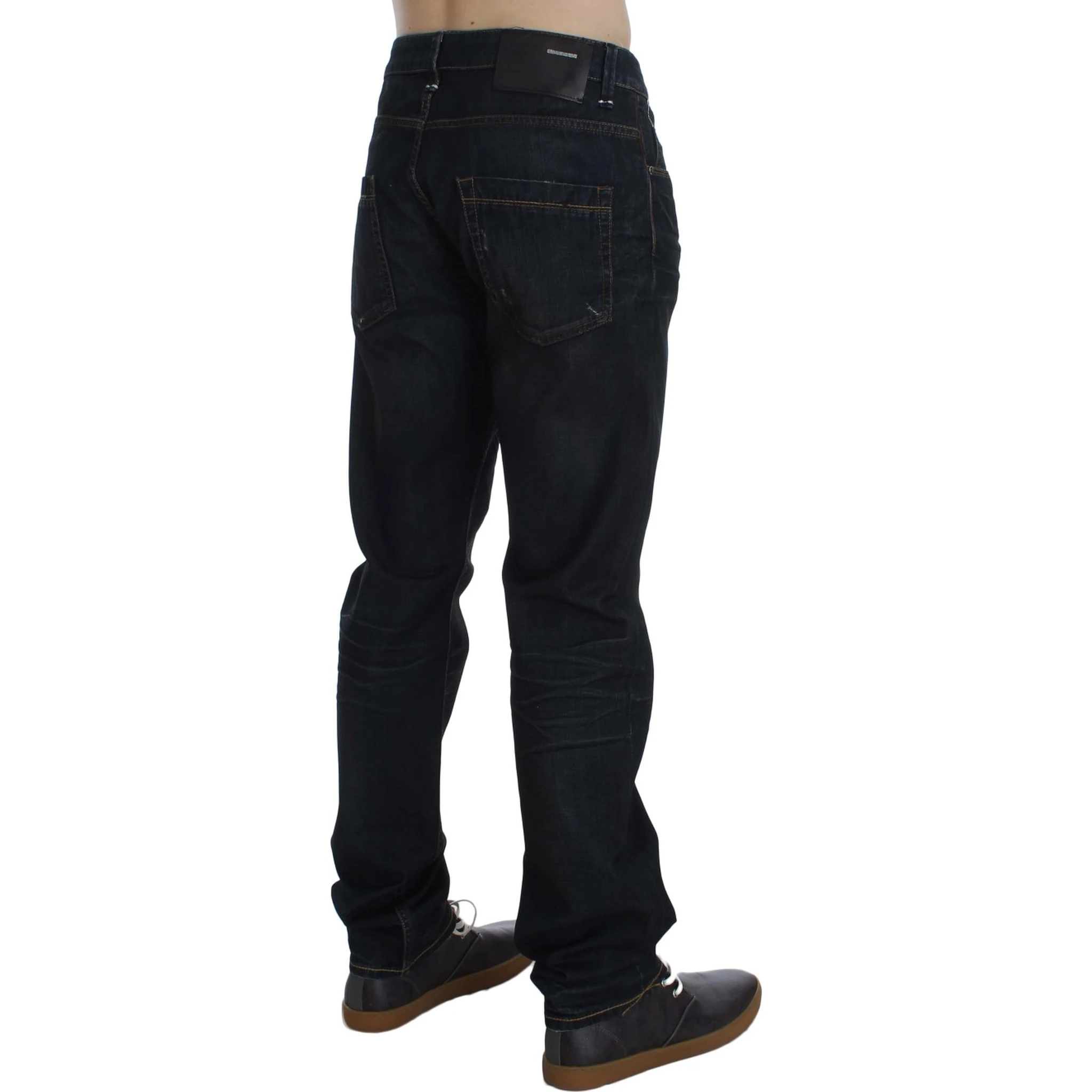 Blue Wash Cotton Denim Straight Fit Jeans