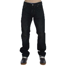 Blue Wash Cotton Denim Straight Fit Jeans