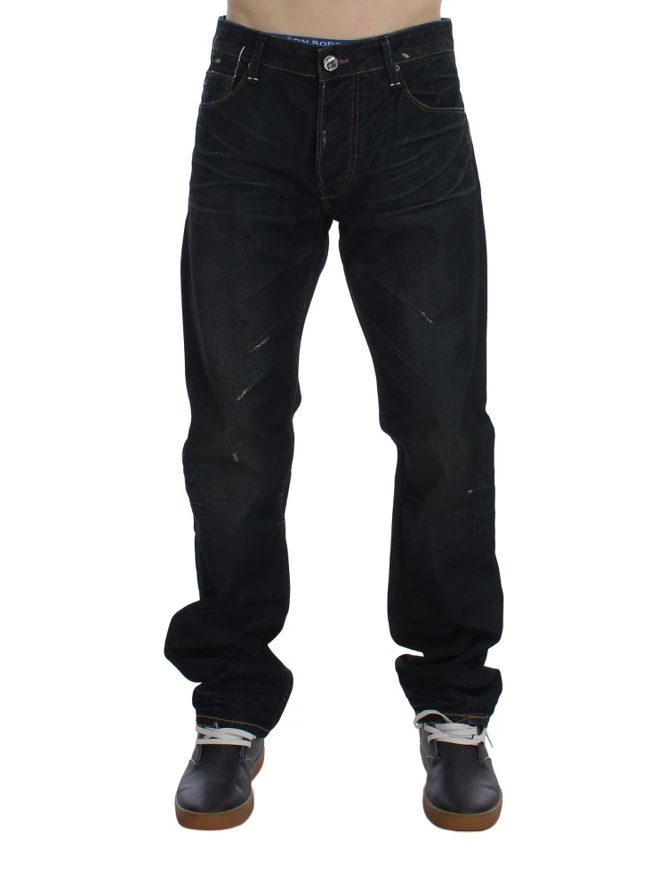 Blue Wash Cotton Denim Straight Fit Jeans alternative