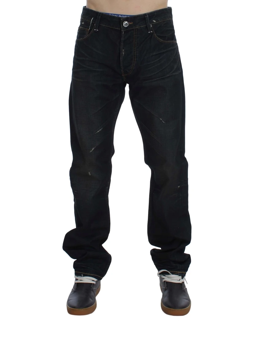 Blue Wash Cotton Denim Straight Fit Jeans