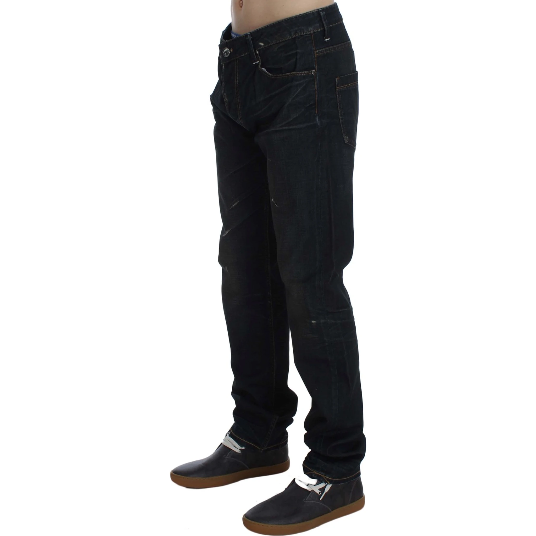 Blue Wash Cotton Denim Straight Fit Jeans