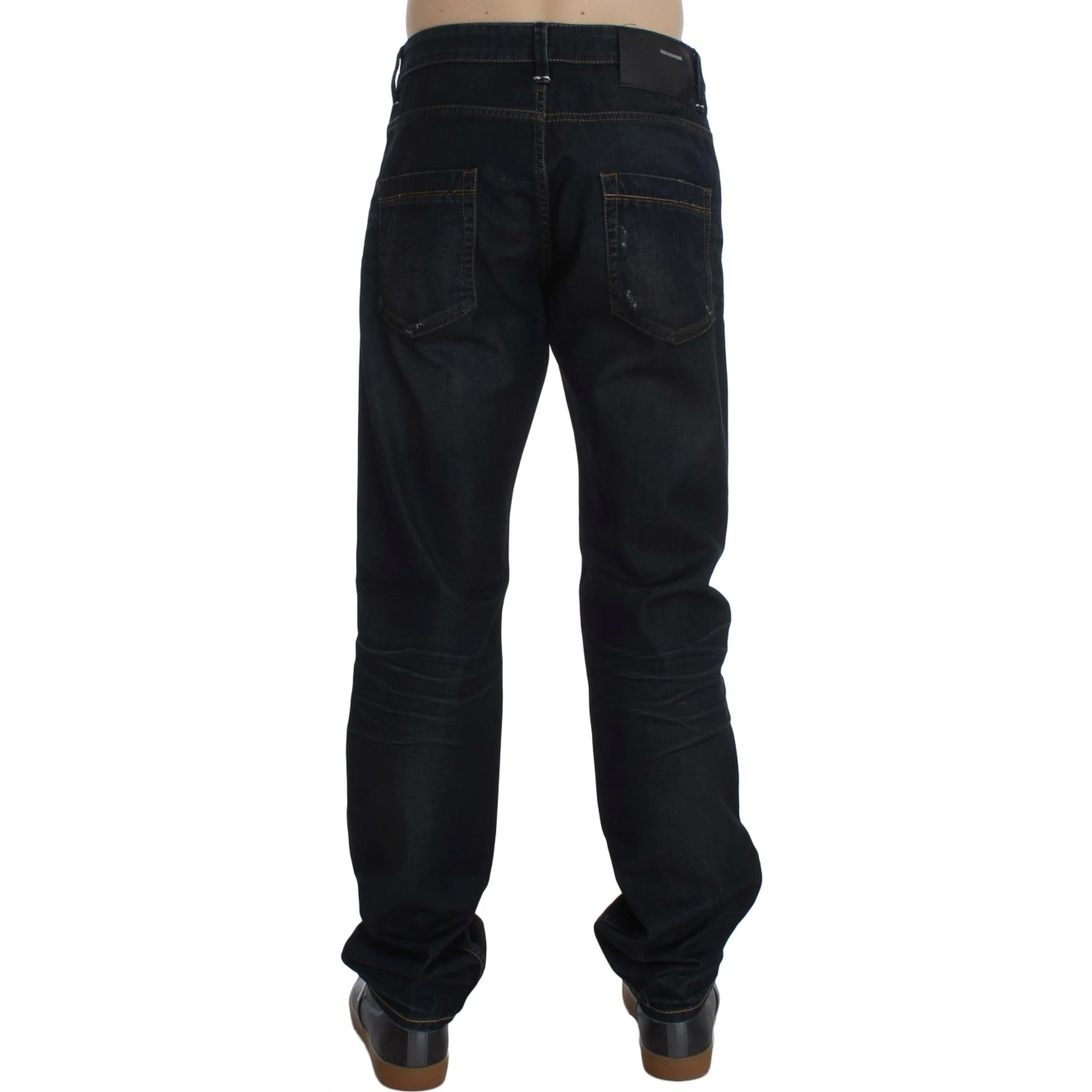 Blue Wash Cotton Denim Straight Fit Jeans