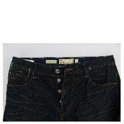 Blue Wash Cotton Denim Straight Fit Jeans