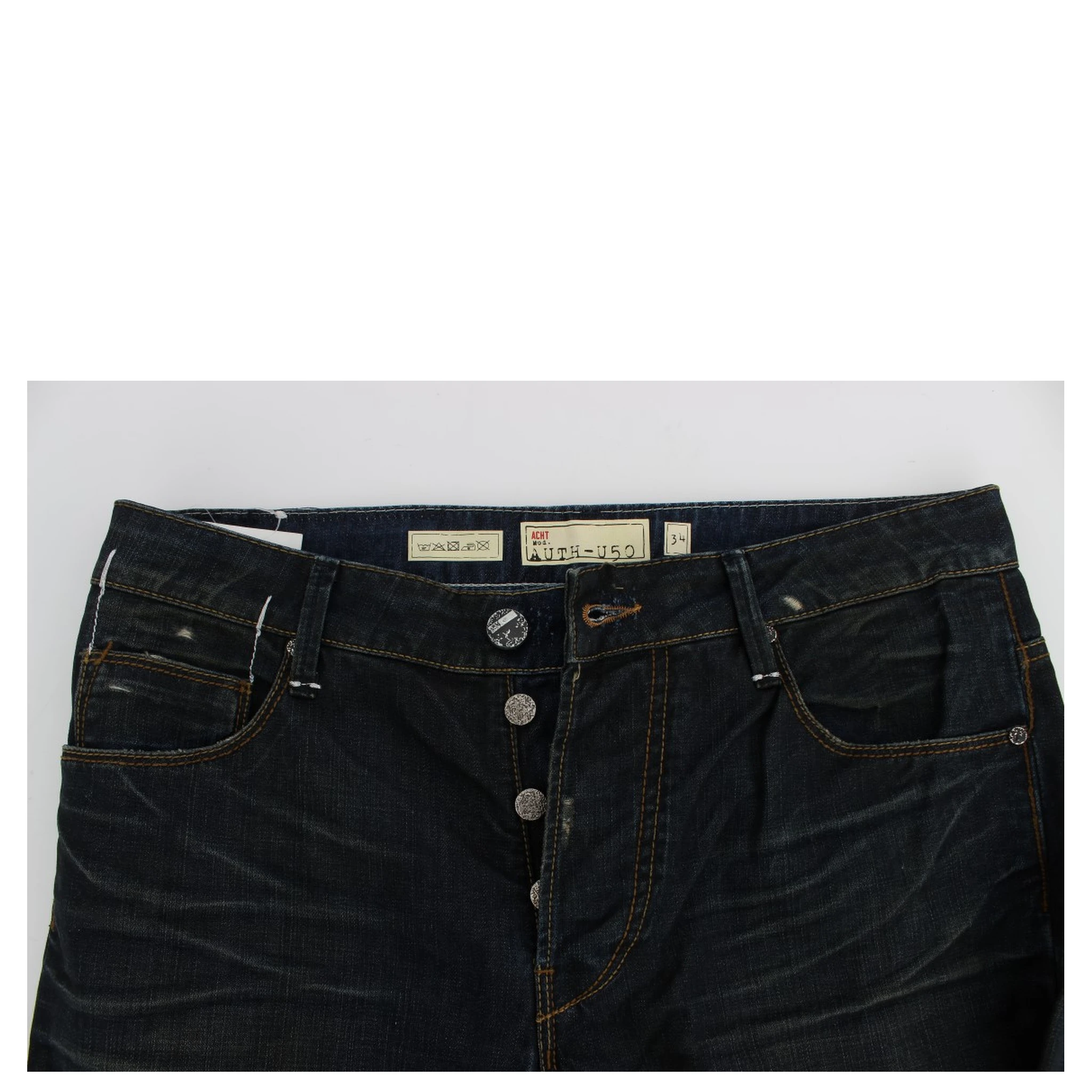 Blue Wash Cotton Denim Straight Fit Jeans