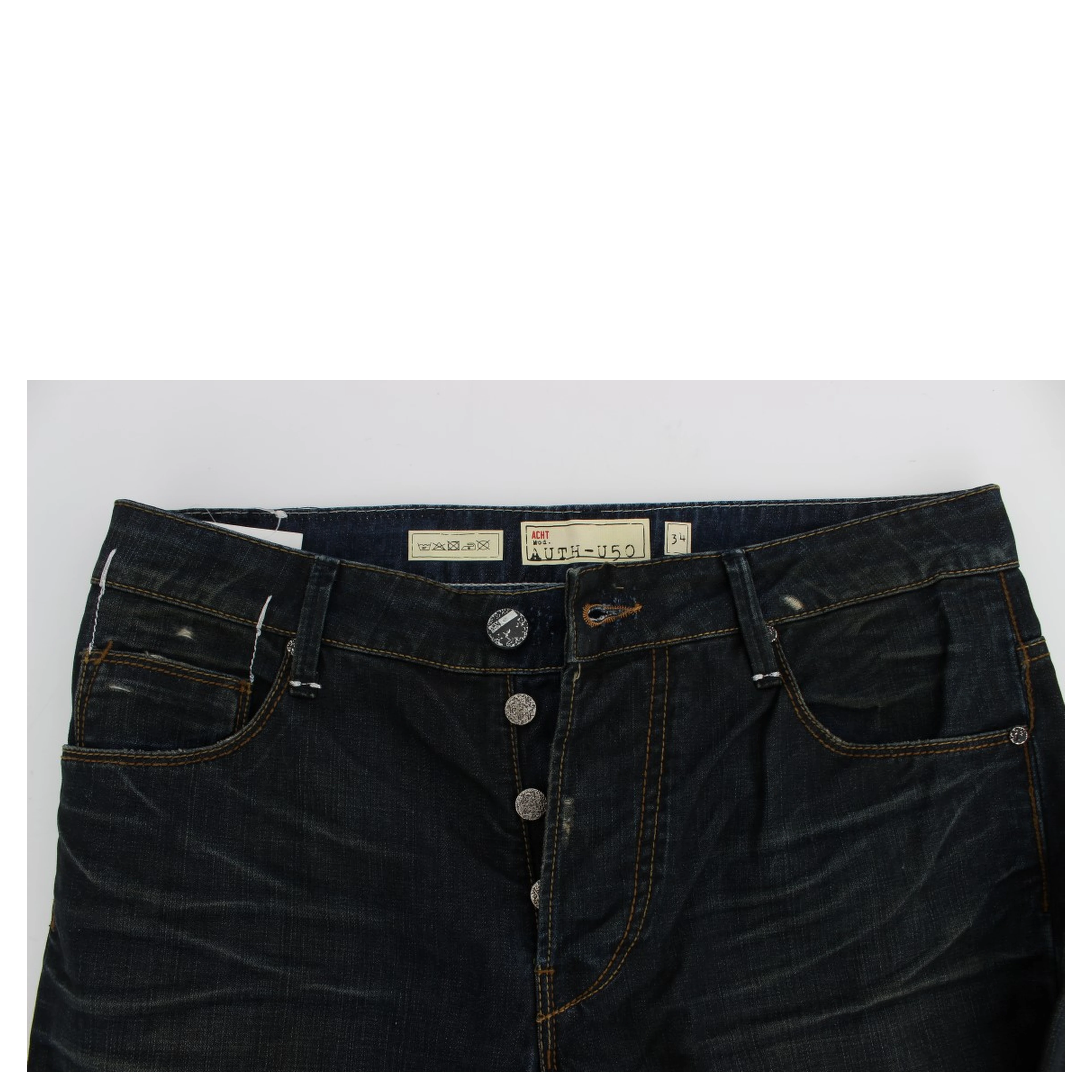 Blue Wash Cotton Denim Straight Fit Jeans
