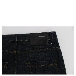 Blue Wash Cotton Denim Straight Fit Jeans