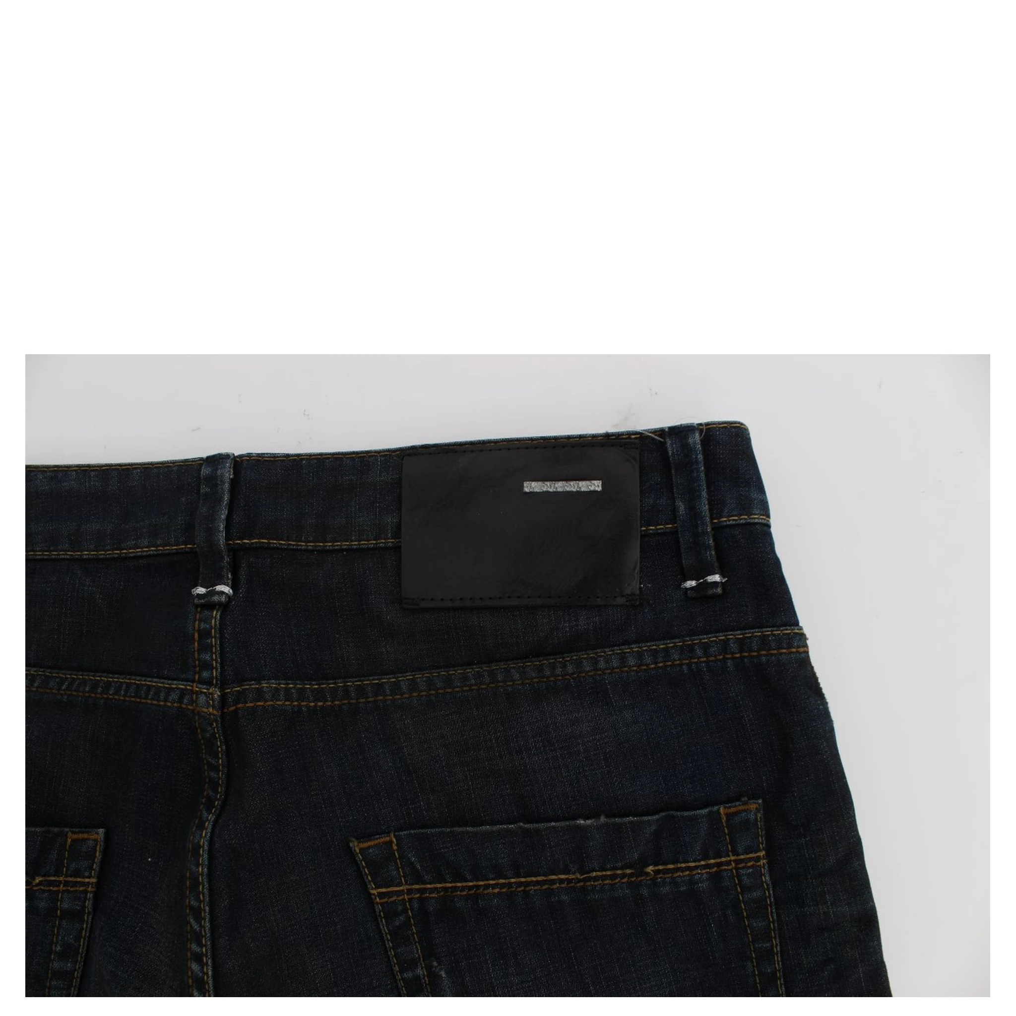 Blue Wash Cotton Denim Straight Fit Jeans