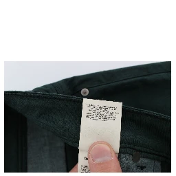 Green Cotton Denim Stretch Straight Fit Jeans