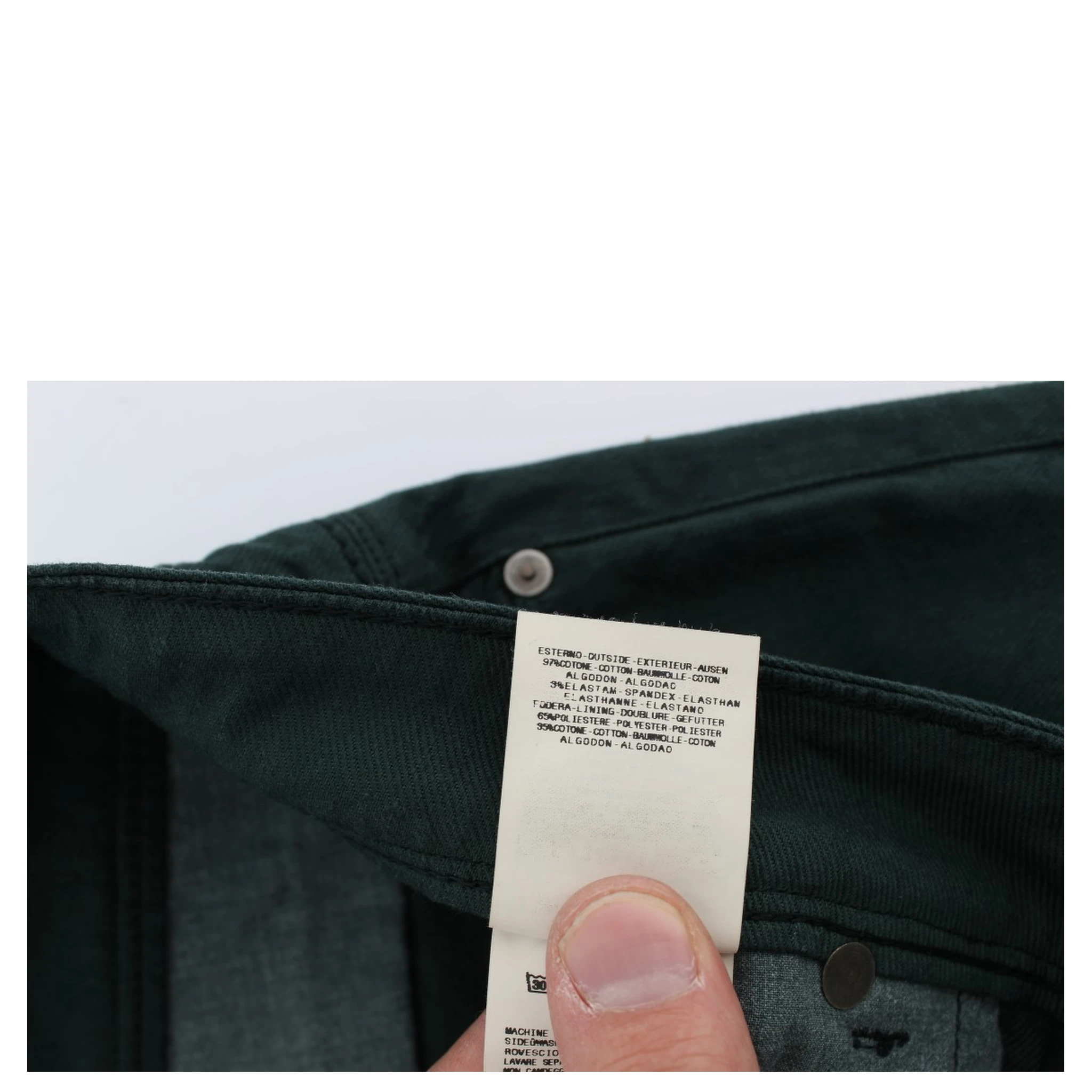 Green Cotton Denim Stretch Straight Fit Jeans