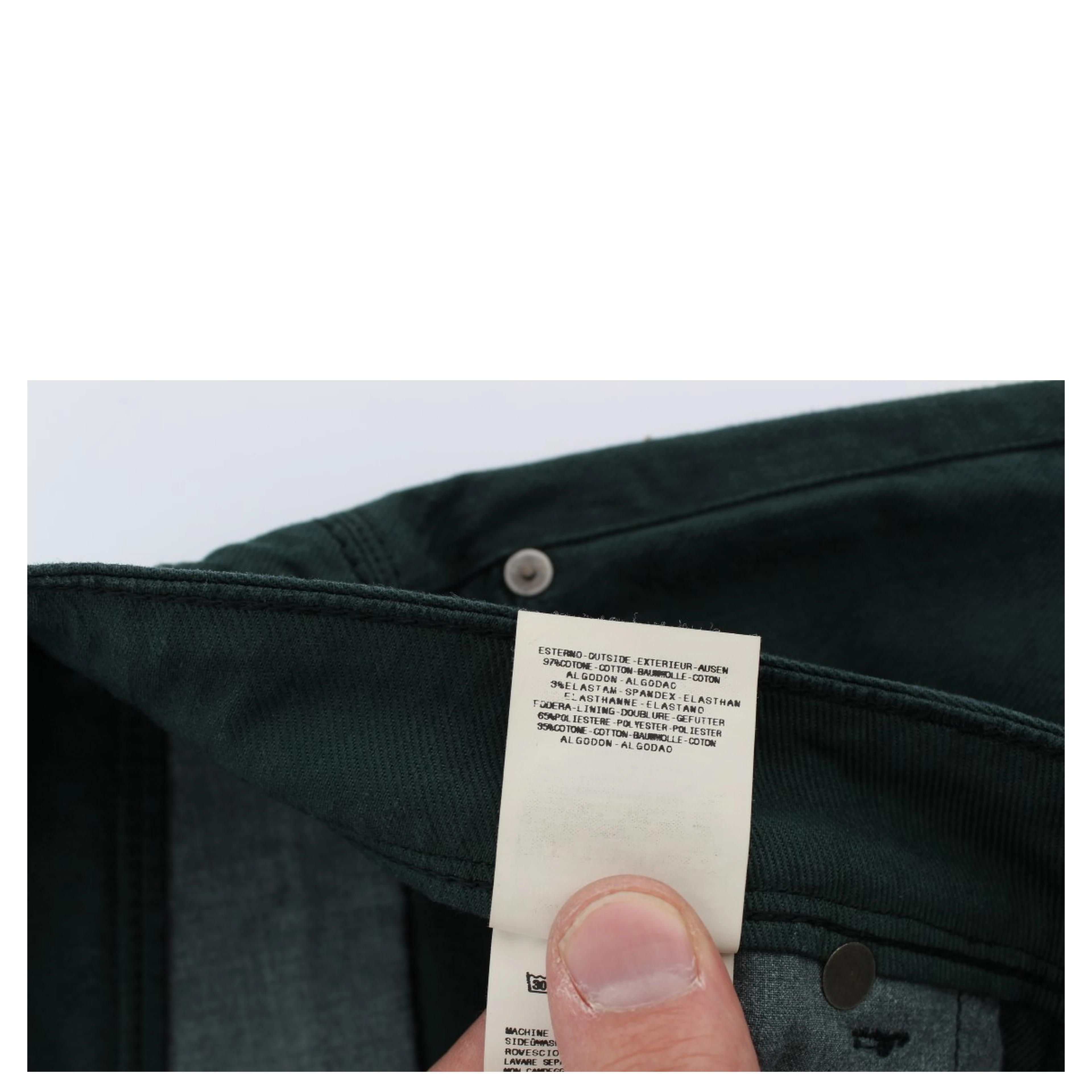 Green Cotton Denim Stretch Straight Fit Jeans