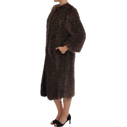 Brown Raccoon Fur Coat Jacket
