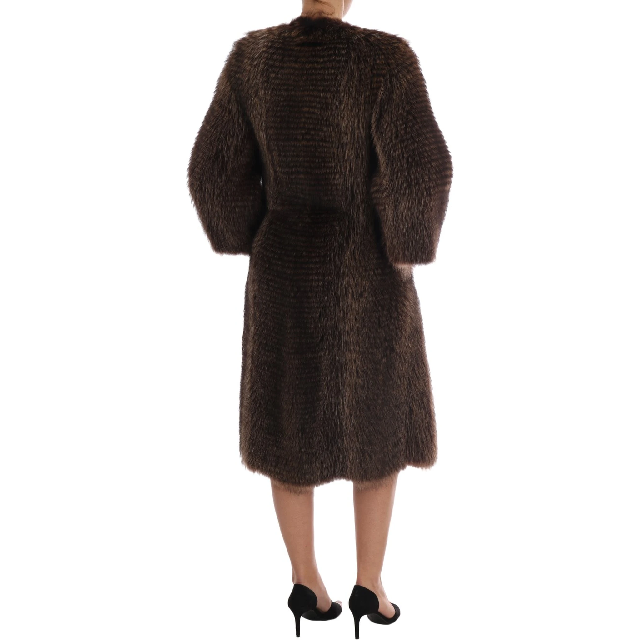 Brown Raccoon Fur Coat Jacket