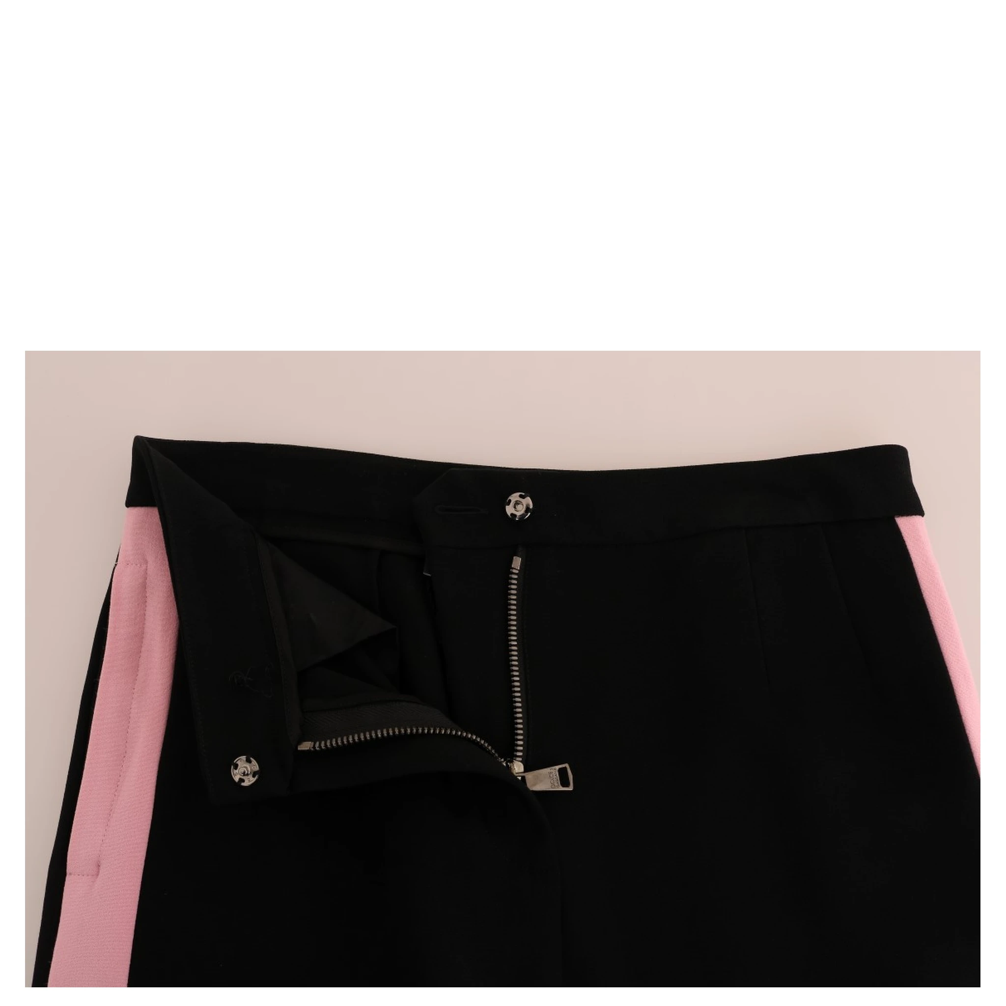 Black Stretch Pink Stripes Capri Pants