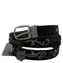 Black Cotton Royal Bee Embroidery Belt