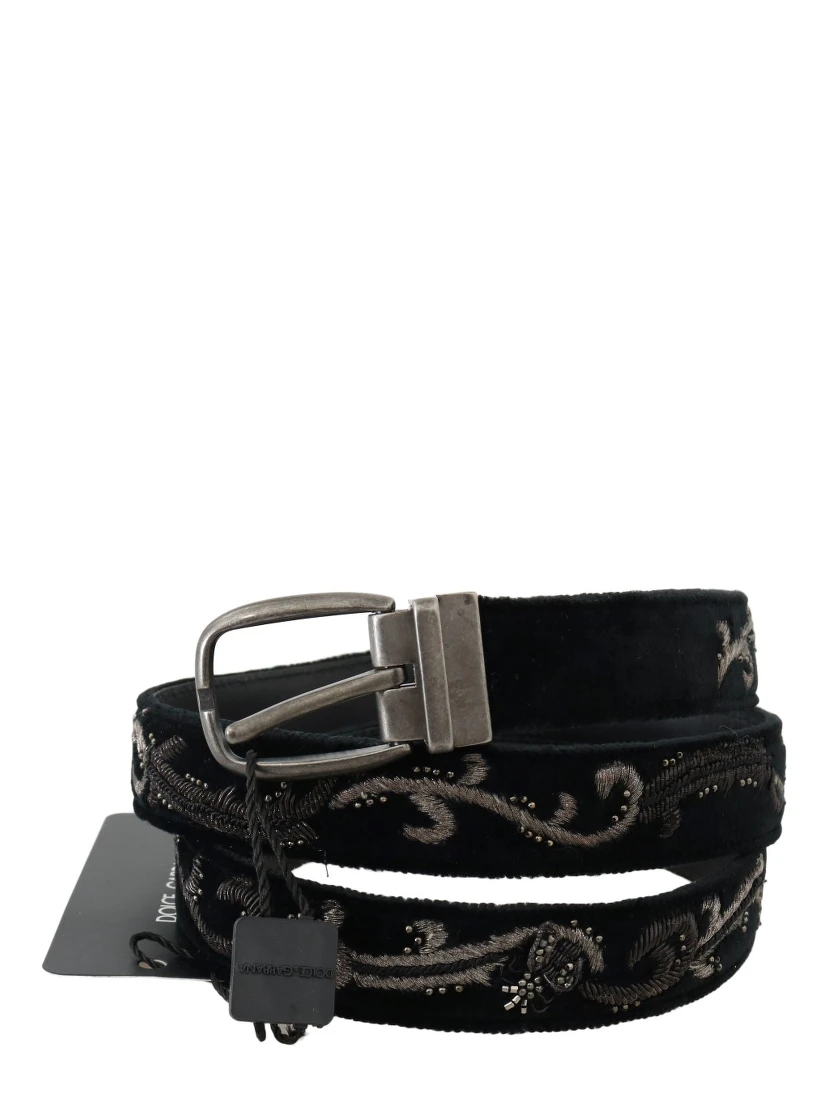 Black Cotton Royal Bee Embroidery Belt