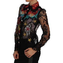 Black Lace Crystal SPACE Shirt
