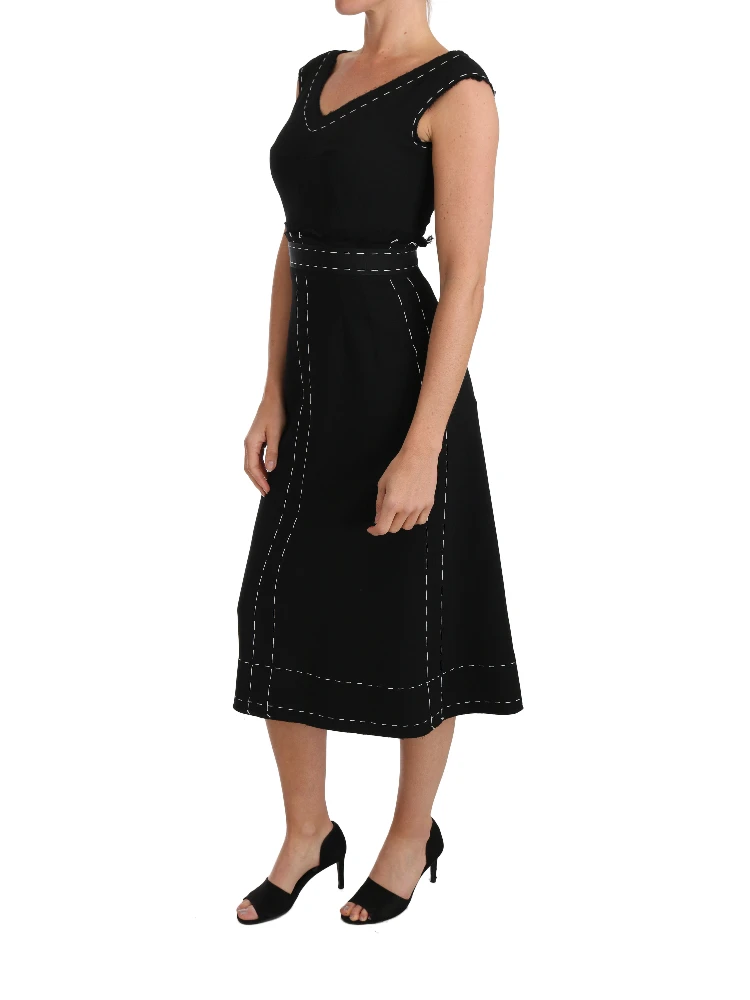 Black Wool Stretch A-line Sheath Dress alternative