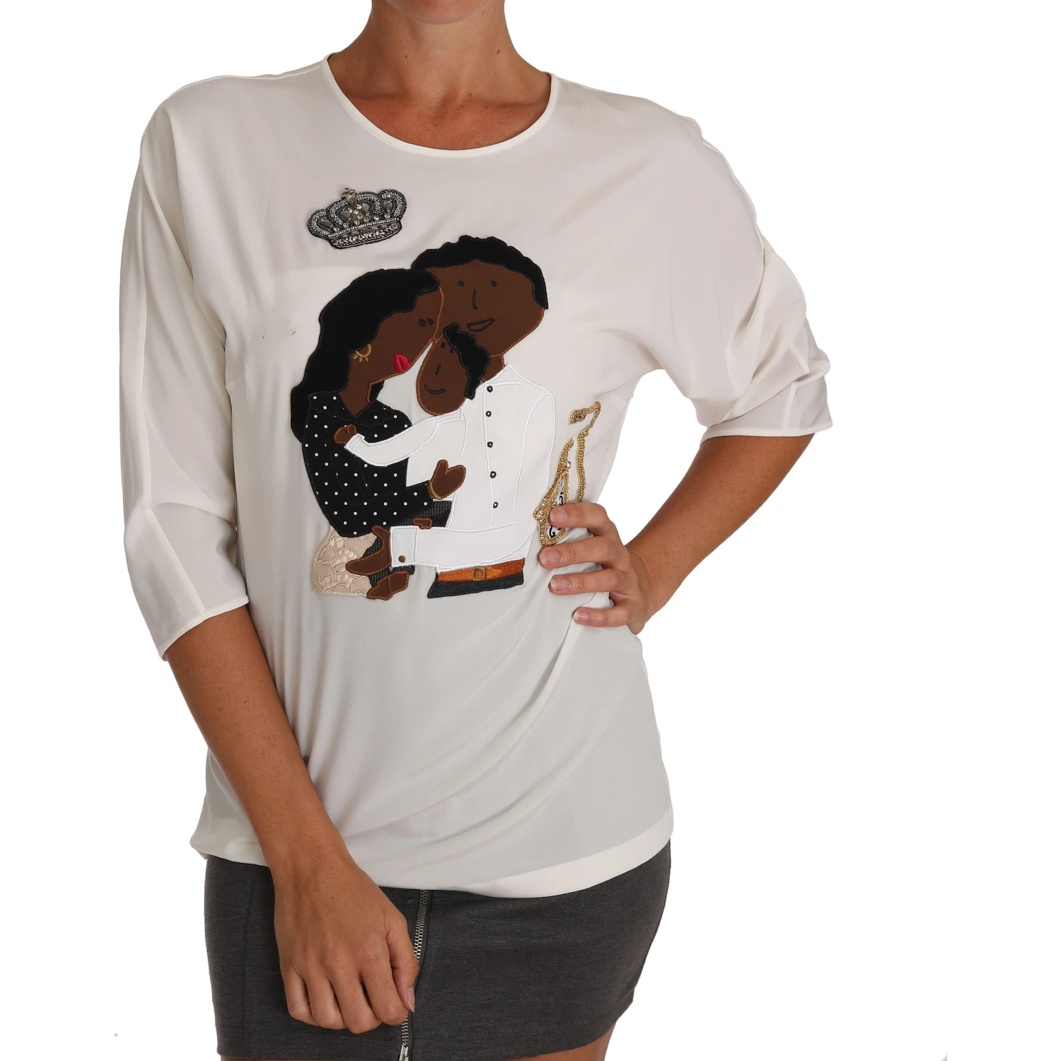 White Silk #dgfamily Crystal T-shirt