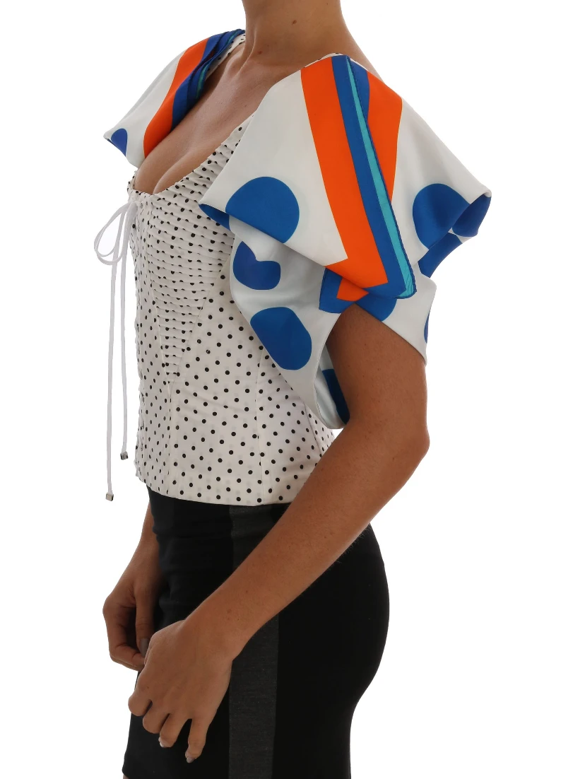 White Polka Silk Corset Bustier Top