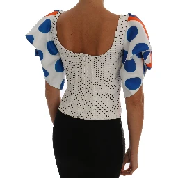White Polka Silk Corset Bustier Top