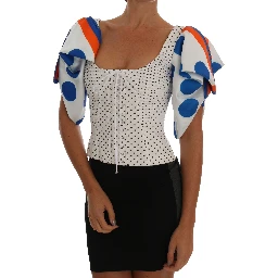 White Polka Silk Corset Bustier Top